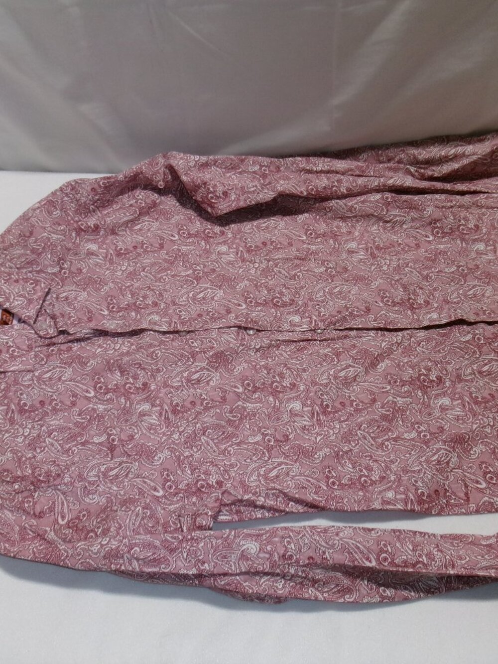 CONSEQUENCE Men's Slim Fit Long Sleeve Shirt Pink Paisley Print Mens Small P7
